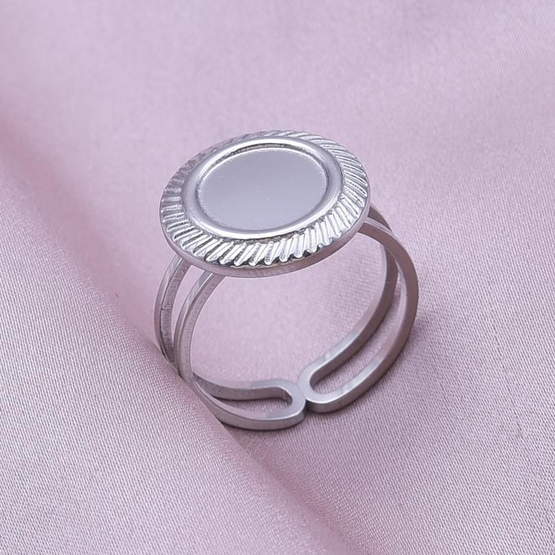 Klassisk Retro Öppningsbar Justerbar Ring Oregelbunden Geometri Hjärta Ellips Vattendroppe Glänsande Rostfritt Stålringar Semesterpresent