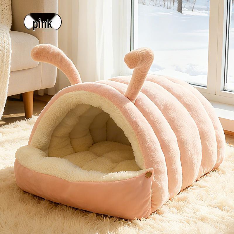 All-Season Washable Half-Closed Cat & Dog Nest Bed with Removable Pad