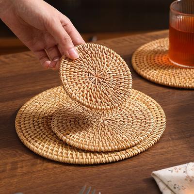 1 Stück Rattan-Trennwand, Verbrühschutzmatte, Esstischmatte, Schüsselmatte, Tellermatte, Wärmeisolationsmatte, Teekannenmatte, Untersetzerhalter