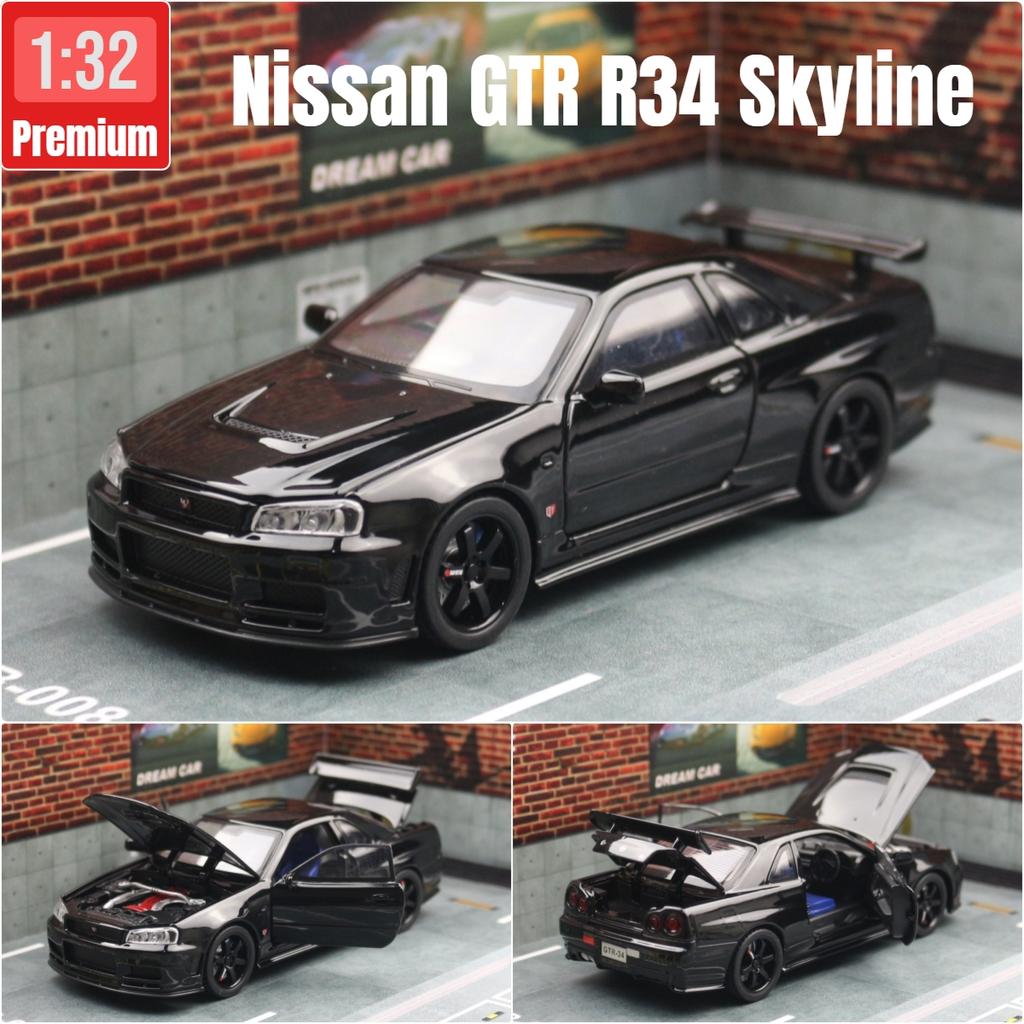 1/32 Nissan Skyline GTR R34 JDM Model Mașină Jucărie Vehicul Diecast Miniatură Sunet & Lumină Trage Înapoi Colecție Cadou Copii Băiat