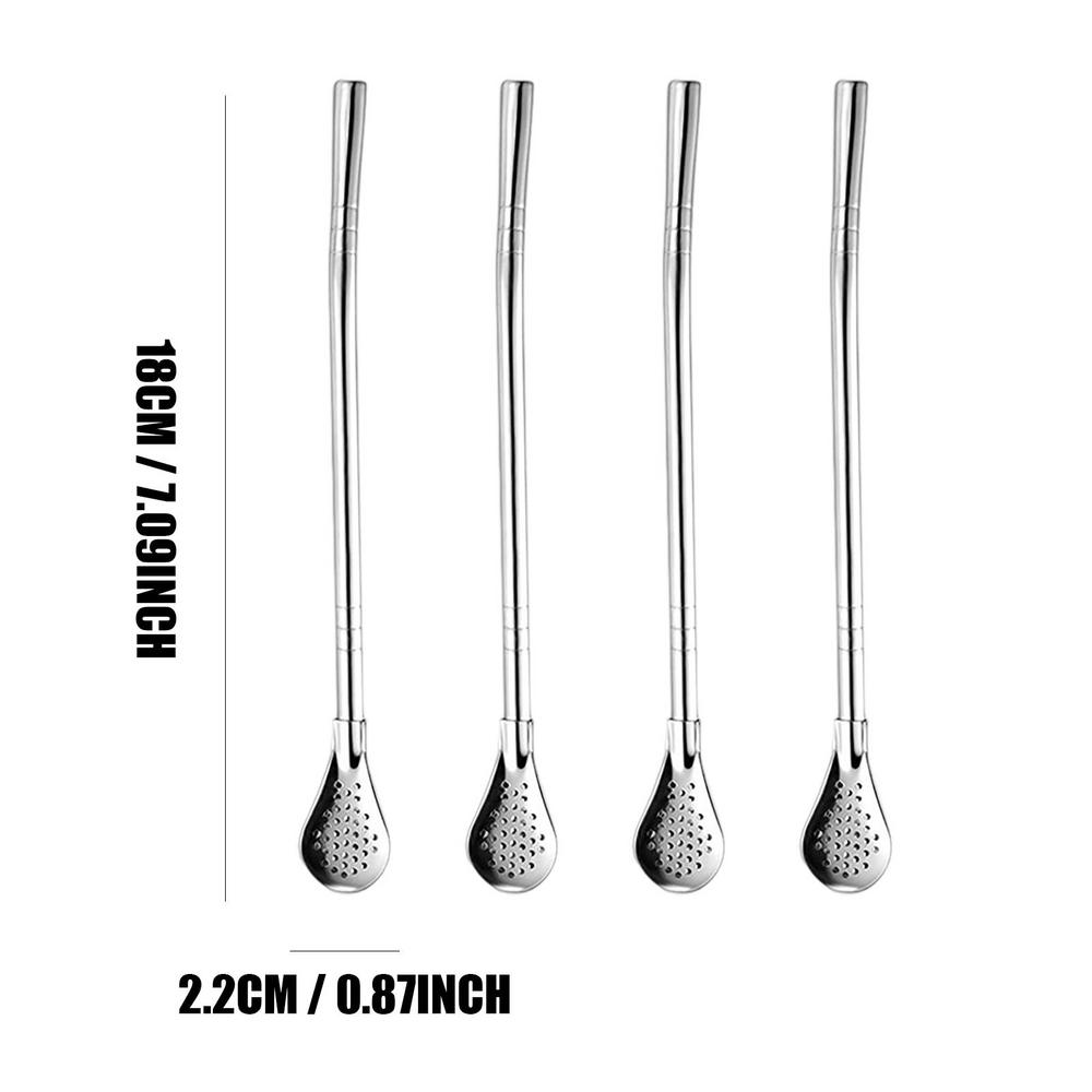 

304 Stainless Steel Tea Drinking Straws Spoon Yerba Mate Tea Filter 1 Set Reusable Bombilla Gourd Tea Tools Bar Accessories срібний