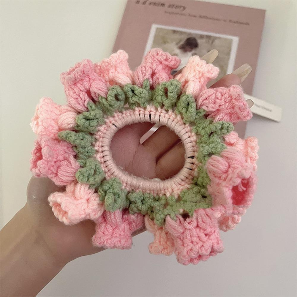 Flores Convallariae Crocheted Flower Scrunchies Elastic Sweet Hair Tie Knitted Hair Rope  Daily