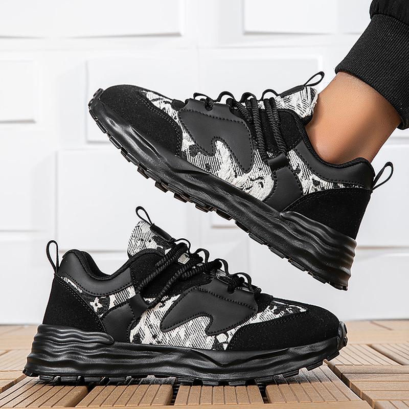 

Men Casual Sports Shoes Fashion Chunky Platform Shoes Comfortable Anti Slip and Wear Resistant Four Season Outdoor Running Shoes 47 чёрный