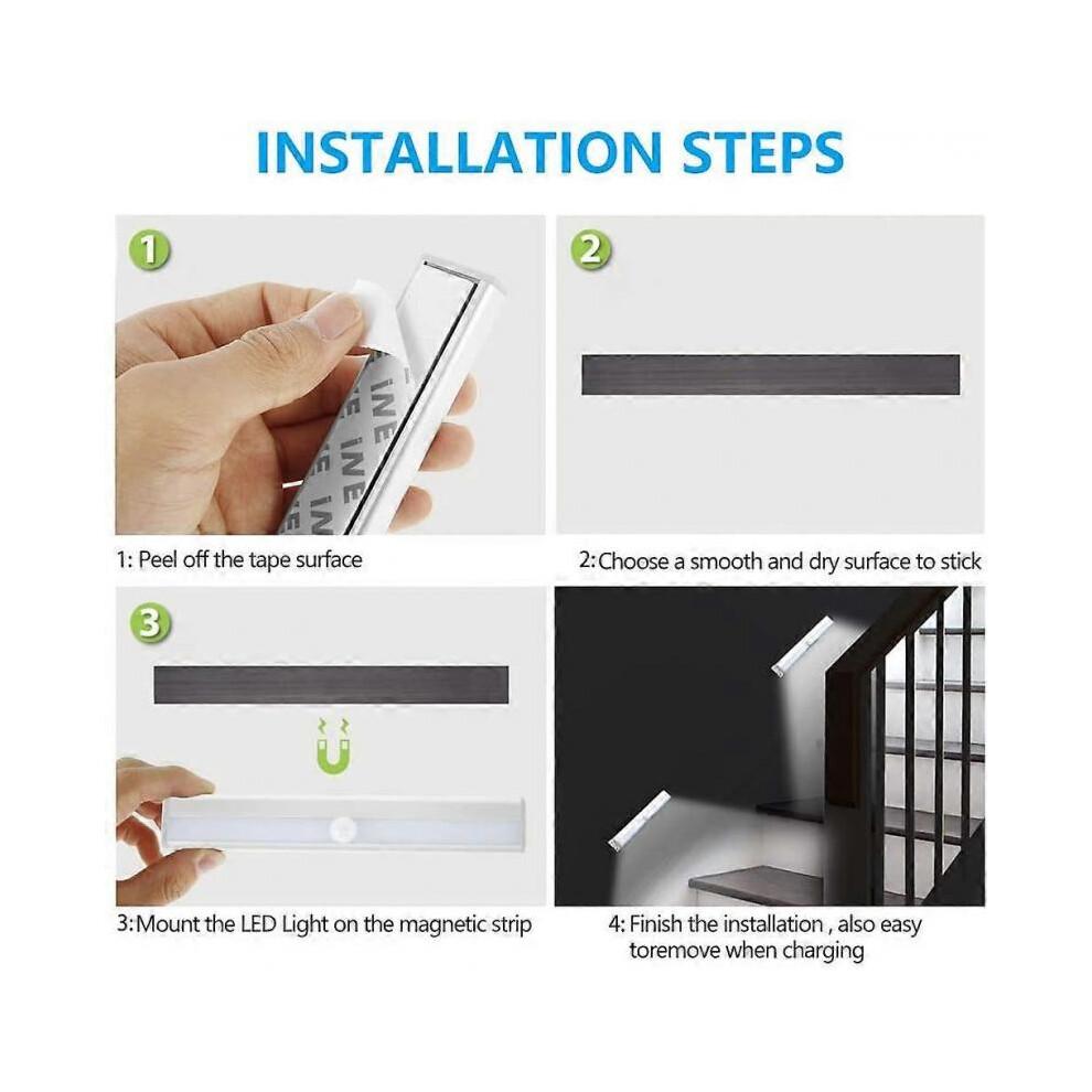Set of 3 LED Motion Sensor Lights Indoor Wardrobe Light 10 LEDs Wireless Spotlight, LED Closet Lamp Battery Powered LED Lighting with Magnetic Strip