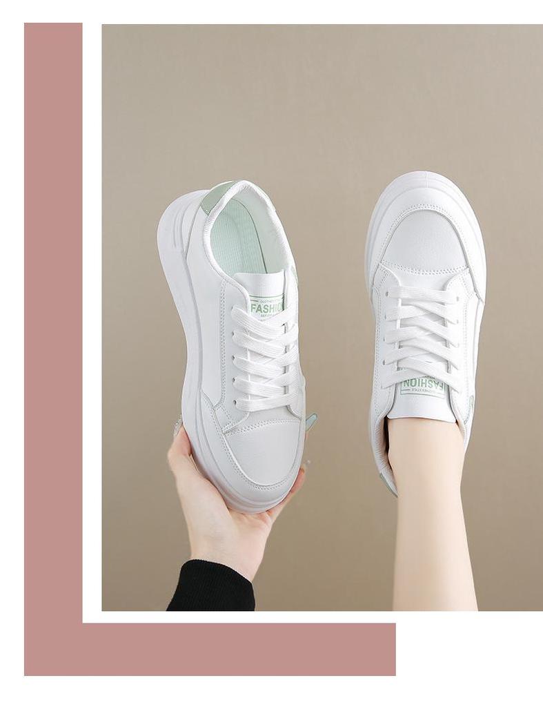 2024 Women's White Korean Style Thick Sole Sneakers: Versatile Autumn Casual Shoes