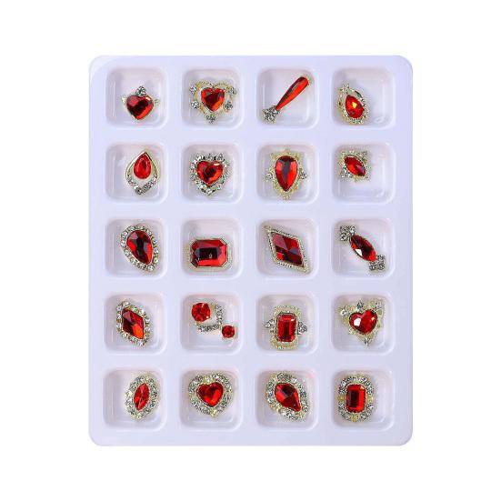 20Pcs/Box Nail Manicure Decor Gloss Three-dimensional Shining Art Sparkling DIY Faux Diamond Nail Alloy Decor