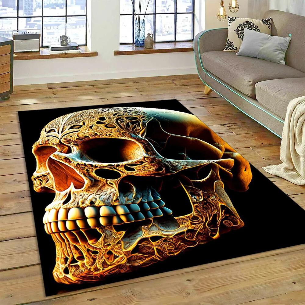 Hrozný Květ Lebky Gotický Kreslený Koberec Kobereček pro Domov Obývací Pokoj Ložnice Pohovka Dekorace Rohožka, Dětský Koberec Protiskluzová Podložka na Podlahu