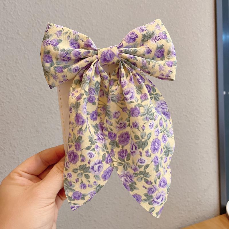 Retro French Pastoral Floral Bow Hairpin for Women