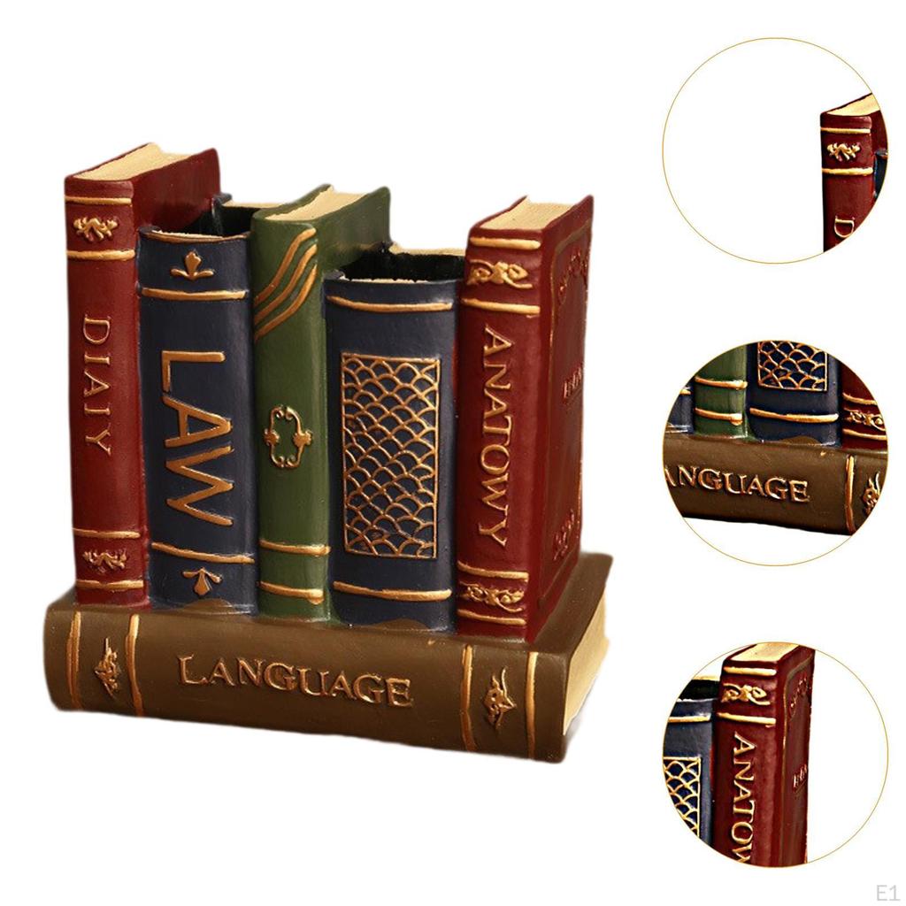 Fake Book Ornament Pencil Holder Decorative Pen Display Prop Retro Storage Container for