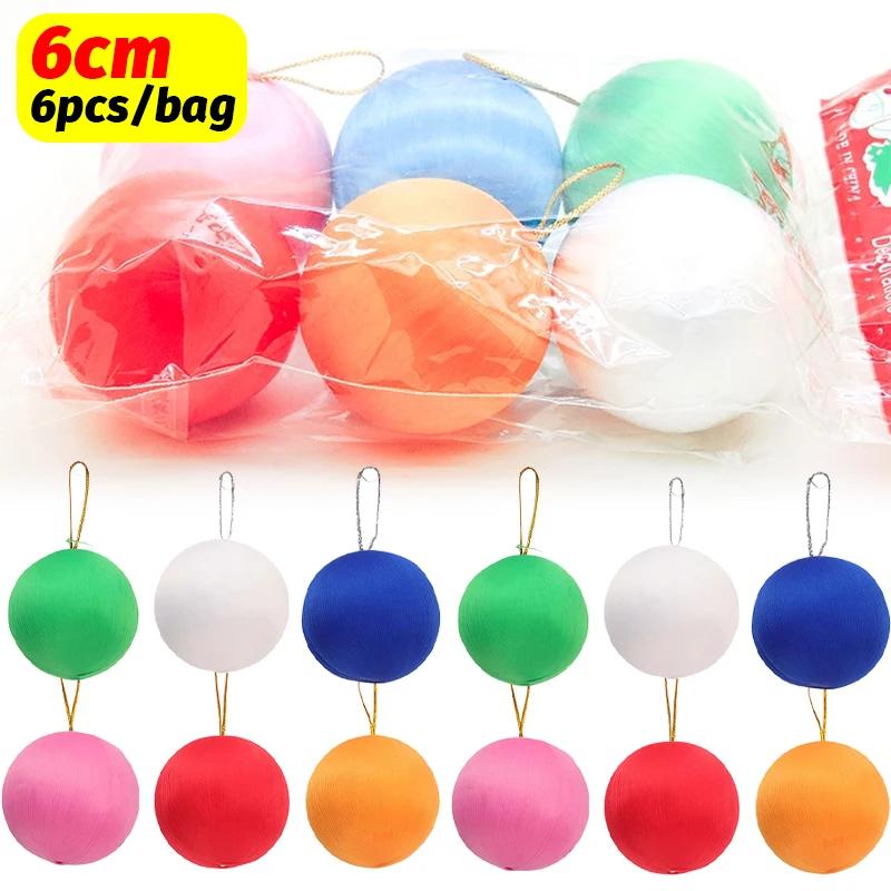 120/6pcs Wire Wrapping Christmas Balls 3/4/5/6cm Color Foam New Year Xmas Tree Hanging Pendants Ball Party Ornaments Home Decor
