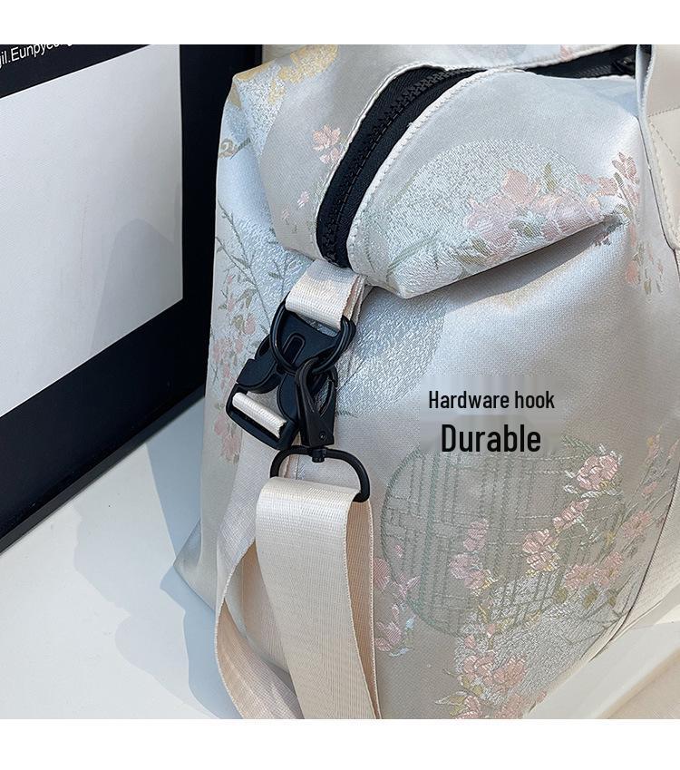 Torba podróżna na ramię w stylu chińskim z haftem o dużej pojemności