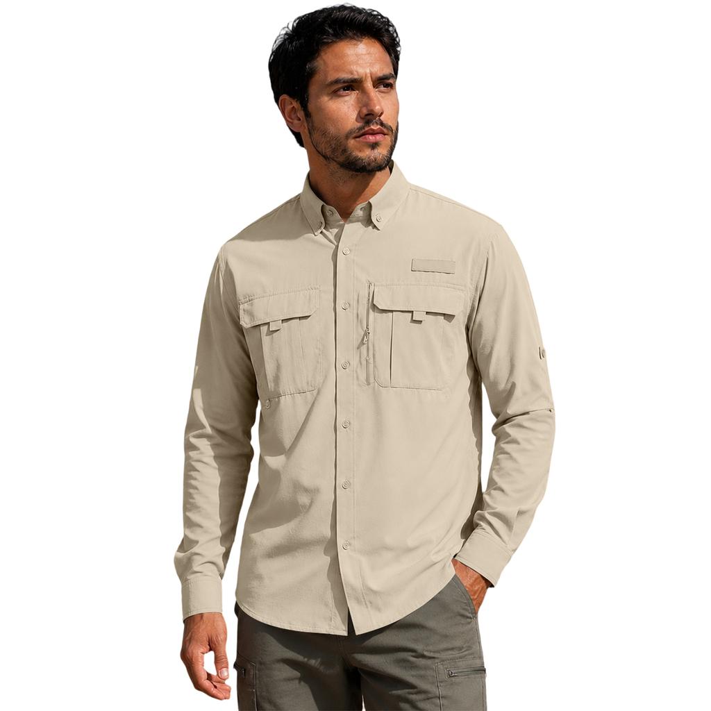 Men's Outdoor Long Sleeve Sun Shirt Breathable Quick Dry Casual Wear for Hiking