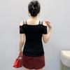 TrendHub Sexy Off Shoulder T Shirt for Women Luxury Flower Diamonds Short Sleeve Tee Summer Fashion Womens Mesh Tee Shirts Top