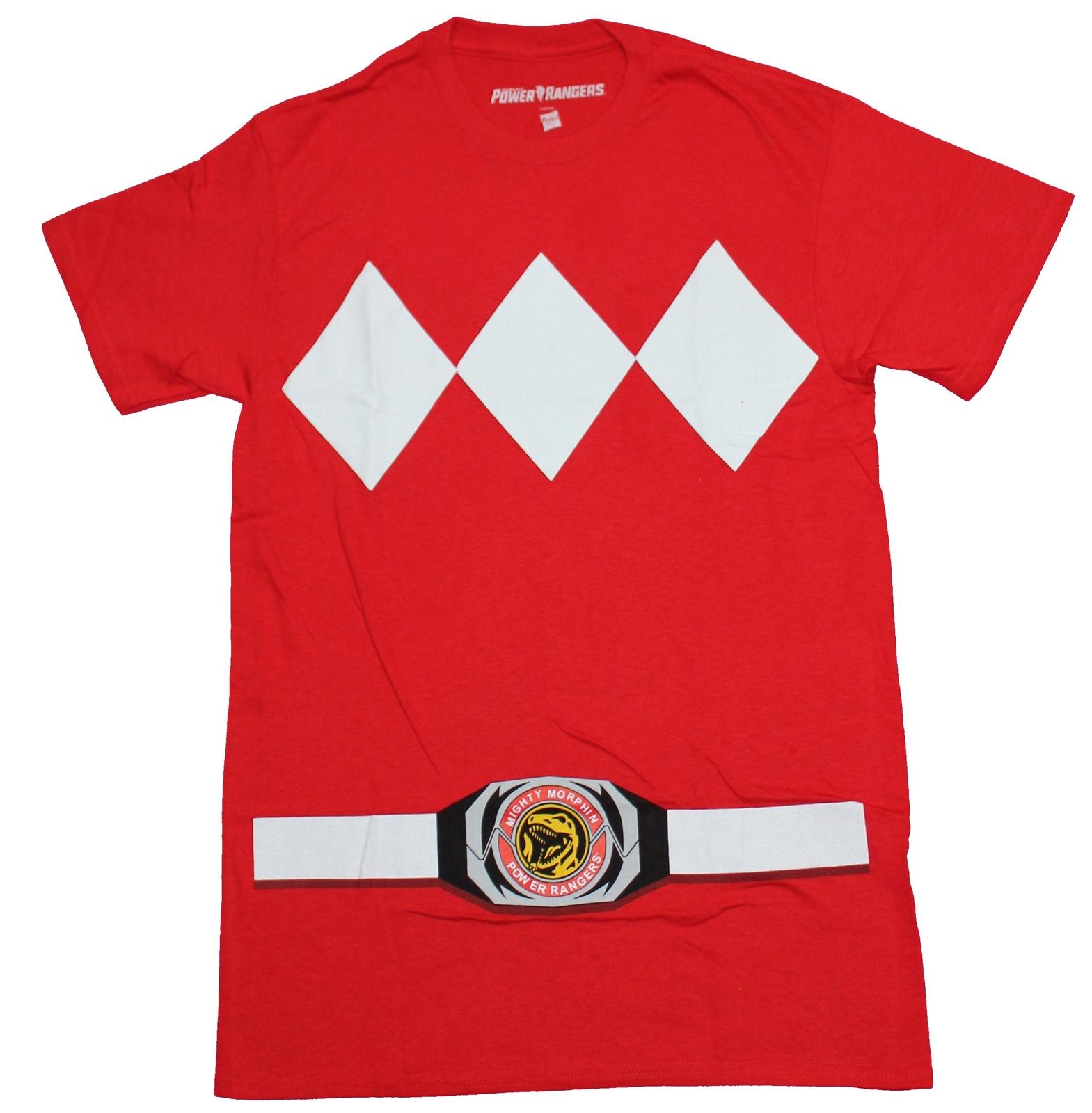 Mighty Morphin Power Rangers Mens T-shirt Red Ranger Red Buckle XXL