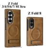 Magnetic Leather Case For Samsung Galaxy Z Fold 8 Ultra 7 6 5 4 3 Fold8 Kickstand Wireless Charging Shockproof Phone Cover