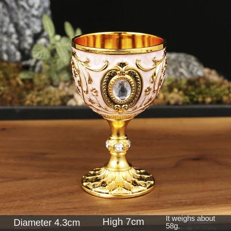 Europäischer Stil Hochwertiges Metall Kleines Weinglas, Ein Schluck 30ml Weißweinglas, Kreatives Haushalt Retro Glas Weißweinglas Metall Kleines Weinglas