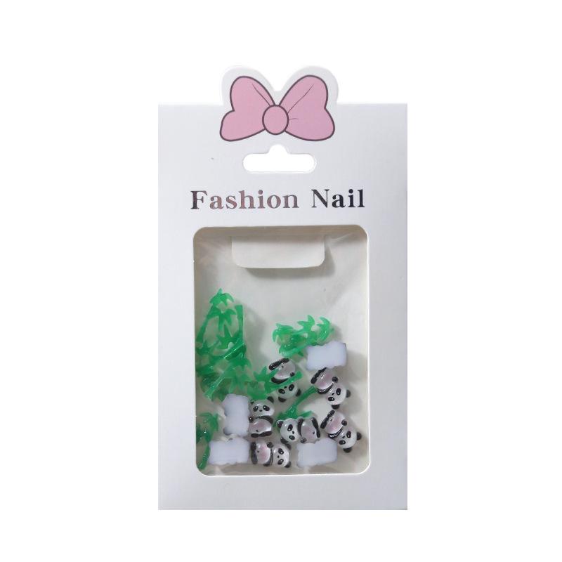 Panda Bamboo 3D Nail Art Rhinestones - Cute Chinese Style Resin Accent, 20 Pieces