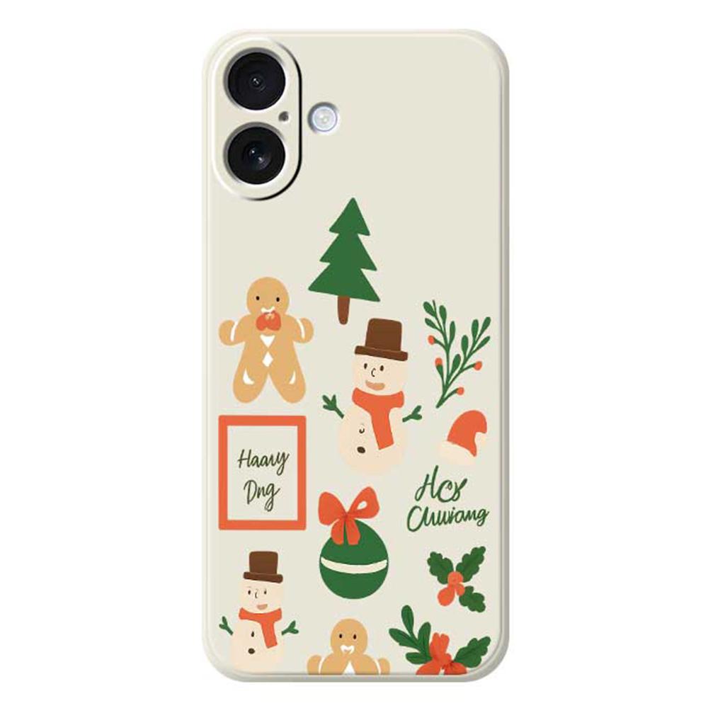 For iPhone 17 Case Christmas Snowman Pattern Printing Straight Edge TPU Phone Back Cover