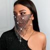 Delicate Fishing Net Rhinestone Mask Bling Tassel Face Cover Hollow Shining Masquerade Mask Dance Party