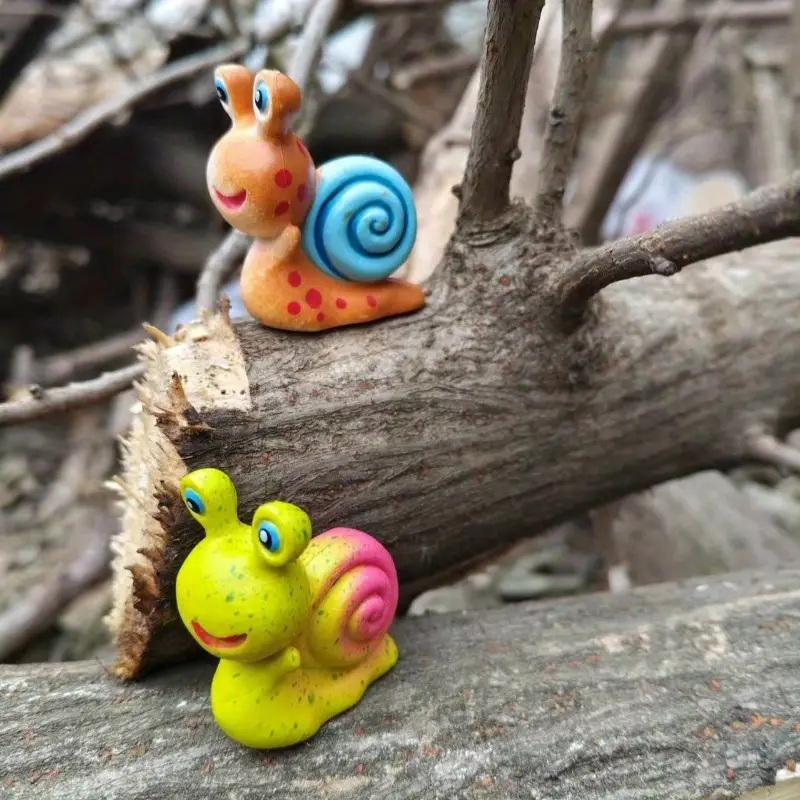 1/2Pcs Cute Couple Snail Figurines Mini Snail Ornament Colorful Resin Snail Statue Decor For Garden Home Fish Tank Car Ornaments
