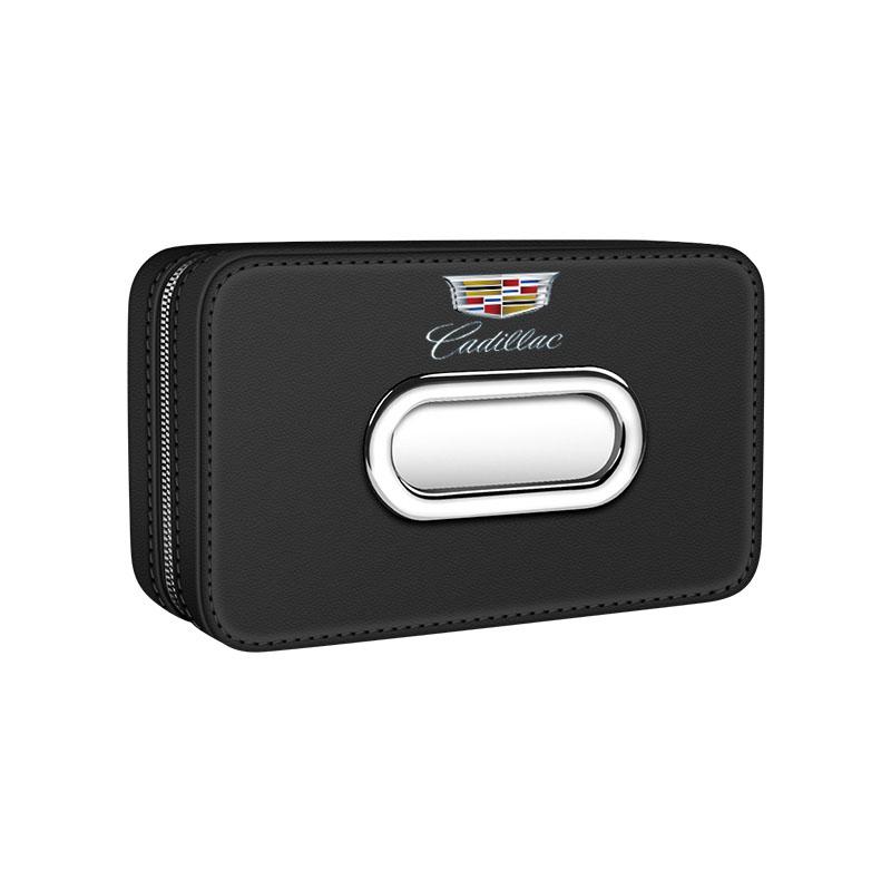 AABMH1 Car Tissue Box Holder PU Leathe Center Console Armrest Mount Napkin Case Fit Road Trip Organizer Easy Install For Cadillac