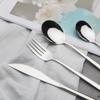 4Pcs/Set Knife Fork Spoon Dinnerware Cutlery Set 304 Stainless Steel Tableware Flatware Set Black Gold Set Kitchen Dining Silverware Set
