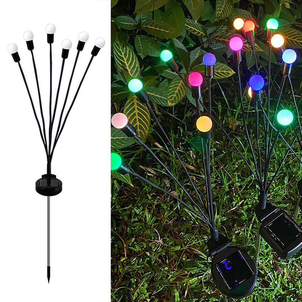 2 Pack Solar Powered LED Pendant Lights Firefly Lights Outdoor Solar Yard Lights Stake Lamp for