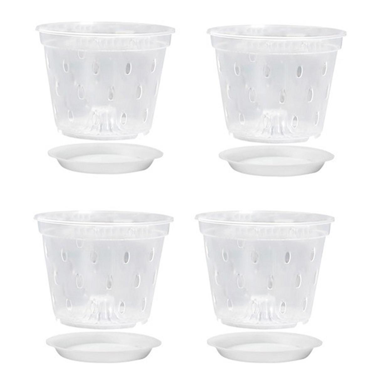 

4 шт. горшки для орхидей, аэрационные контейнеры для растений, пластиковые садовые инструменты, прозрачные разных размеров для контроля корней, для домашнего сада красный