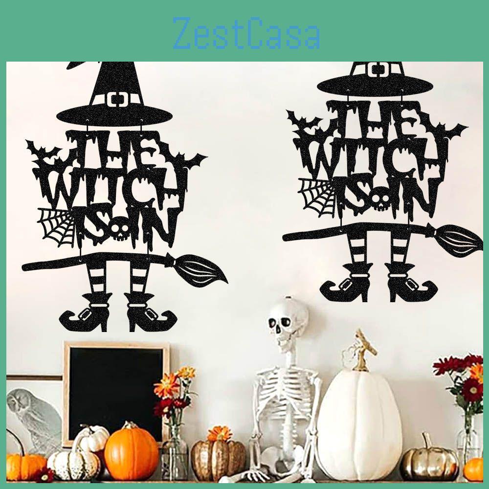 Witch And Bat Theme Halloween Door Hanging Decorations For Festive Ghost Party