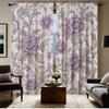 Lavender Floral Print Curtains Polyester Fabric Suitable Bedroom Living Room Decoration Curtain Made Of Washable Area Ready