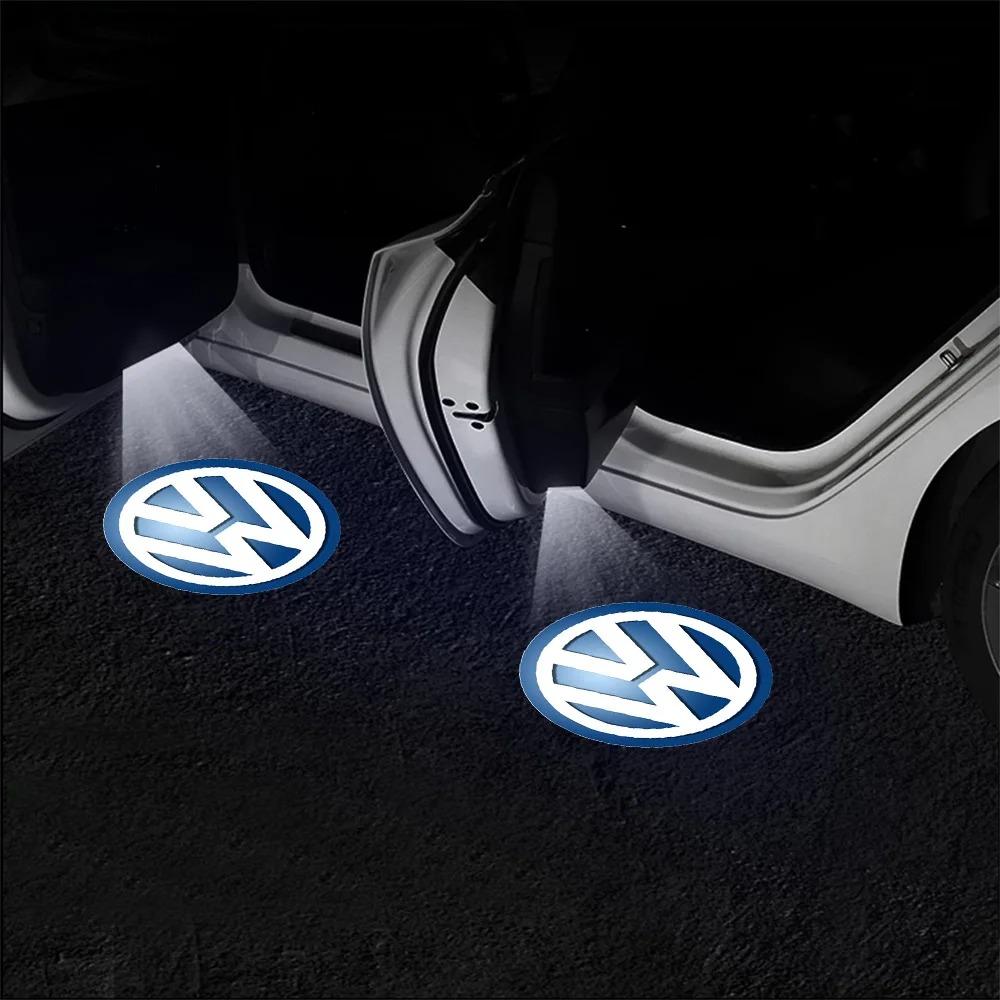 VW 1/2PCS HD Car Door Welcome Lights LED Wireless Projector Lamps For Volkswagen Vw Tiguan Jetta Mk6 Scirocco Polo 6R Touran Passat EO1