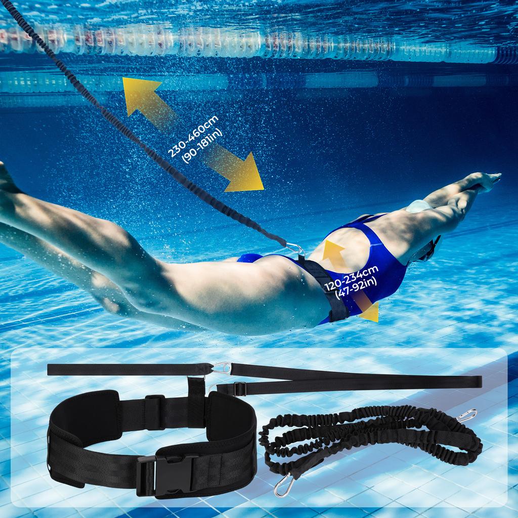 Swim Resistance Belt Stationary Swimming Aquatic Resistance Belt Pool Swim Trainer Belt Harness for Swim Training and Exercise