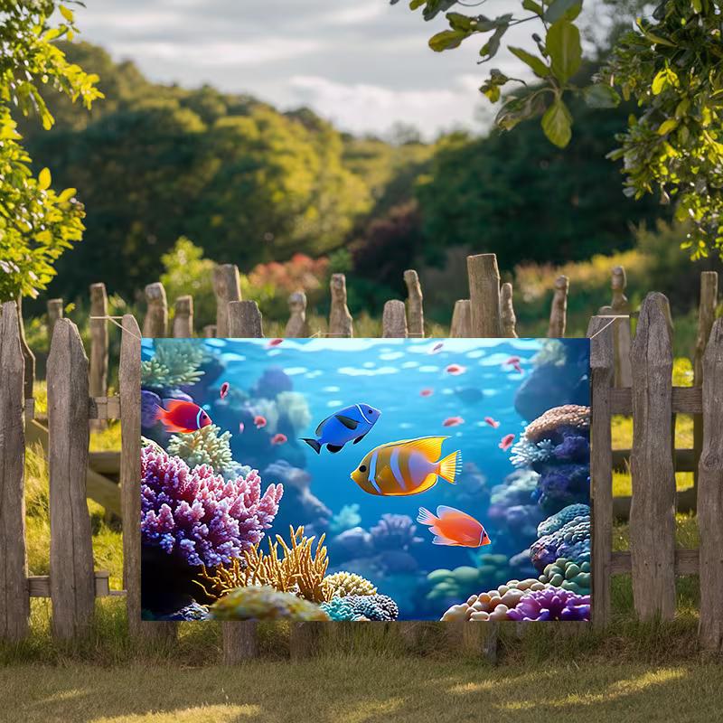 2D Tropical Coral Reef Tapestry Underwater Sea Life Background Cloth 47.2x31.5inch/120*80cm