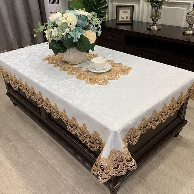 European Style Lace Tablecloth Set - Modern Minimalist Cover for Coffee Table, TV Cabinet, Dining Table