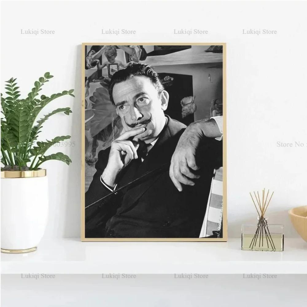 Poster Imprimeuri Portret Alb Negru Salvador Dali Fierbinte Cadouri Artist Pop Pictură pe Pânză Artă de Perete Imagine Living Decor Acasă