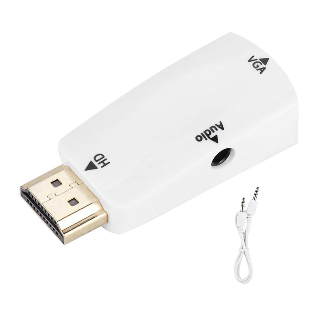HD 1080P HDMI Female to VGA Female Converter Adapter with 3.5mm Audio Output Cable