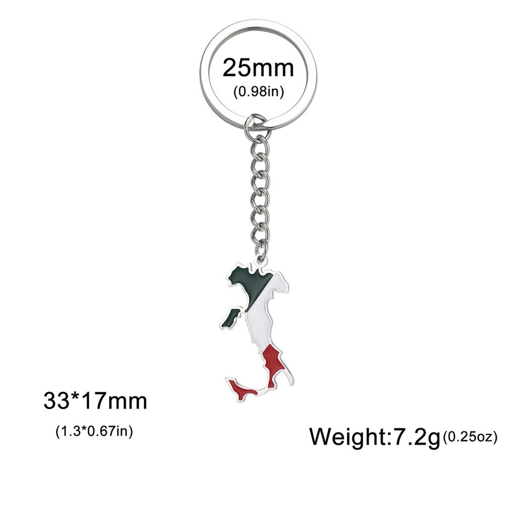 EUEAVAN Drip Oil Italy Map Keychain Stainless Steel Italian Country Flag Pendant Keyring Souvenir Jewelry Wholesale