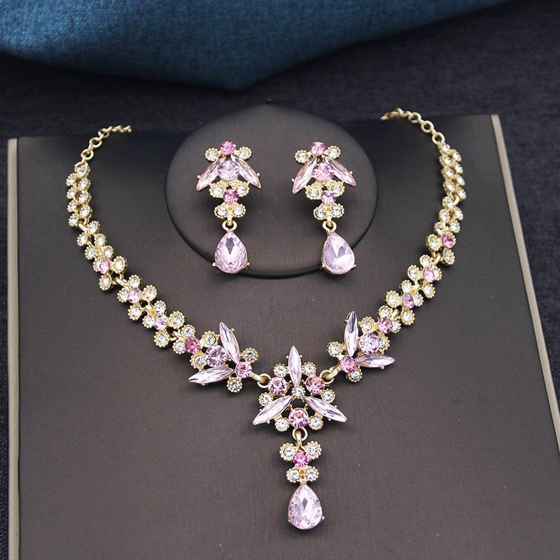 3Pcs Bridal Crown Jewelry Sets Luxury Tiaras and Earrings Necklace Set for Women Bride Wedding Dress Crown Sets Prom Gifts