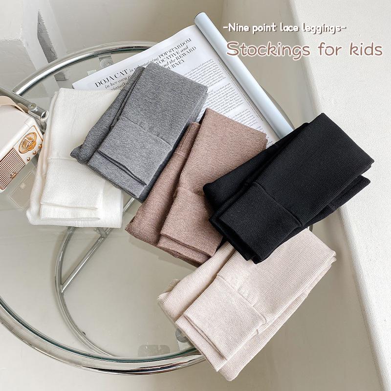 Korean Style Girls' Fleece-Lined Leggings: Thick, Warm Nine-Point Pants with Brushed Cotton Pantyhose for Autumn and Winter