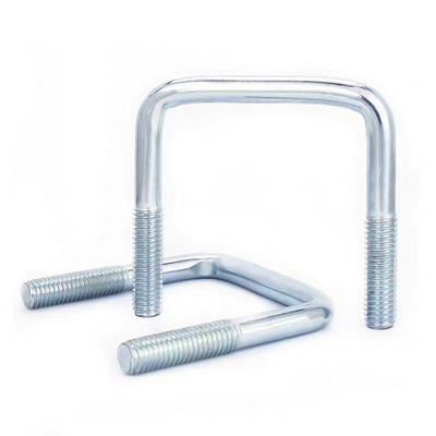 Niebiesko-biały ocynkowany zacisk U-bolt kątowy - M6/M8/M10/M12