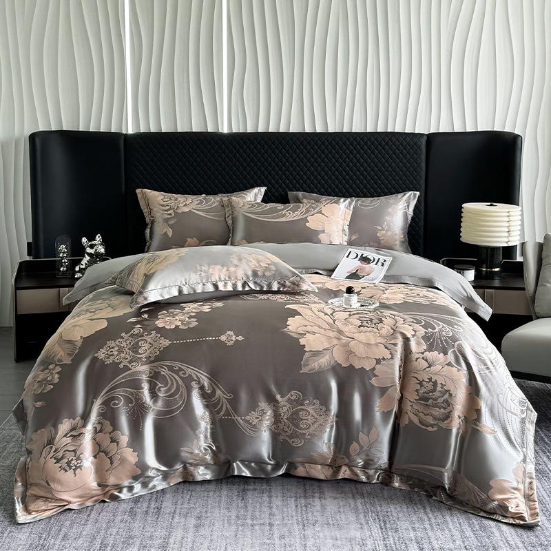 European Cotton Sateen Jacquard 4-Piece Skin-Friendly Bedding Set
