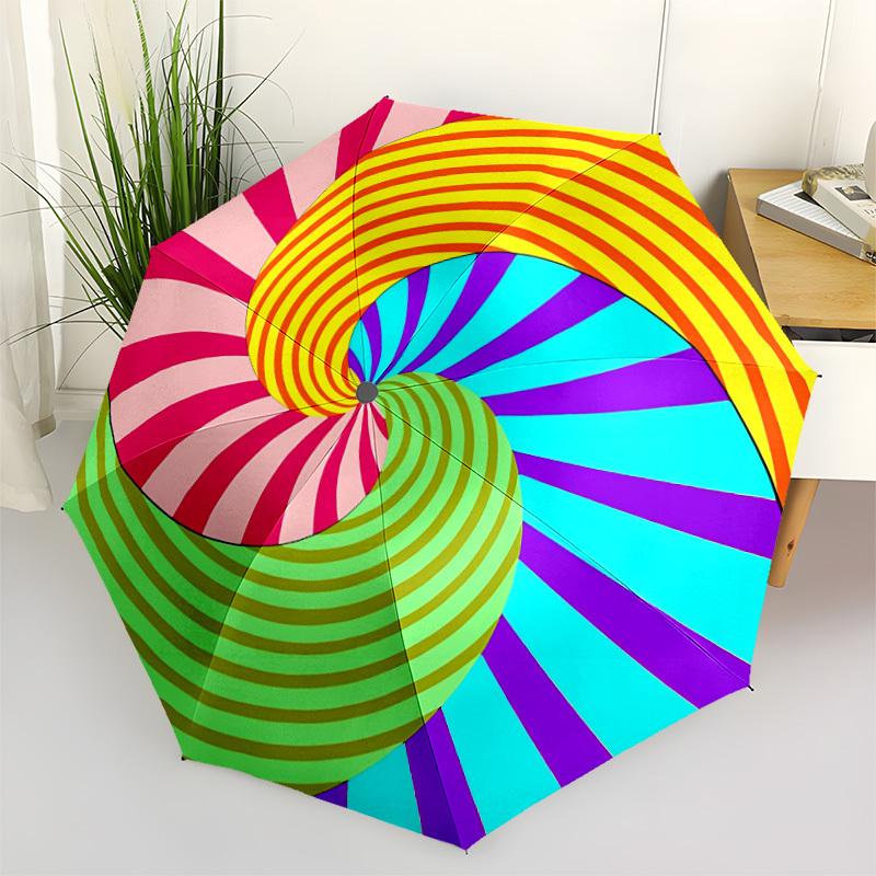 

1pc Spiral Pattern Automatic Folding Umbrella - Portable Collapsible Design, 8-Rib Iron Frame, Durable Fabric yy251125211
