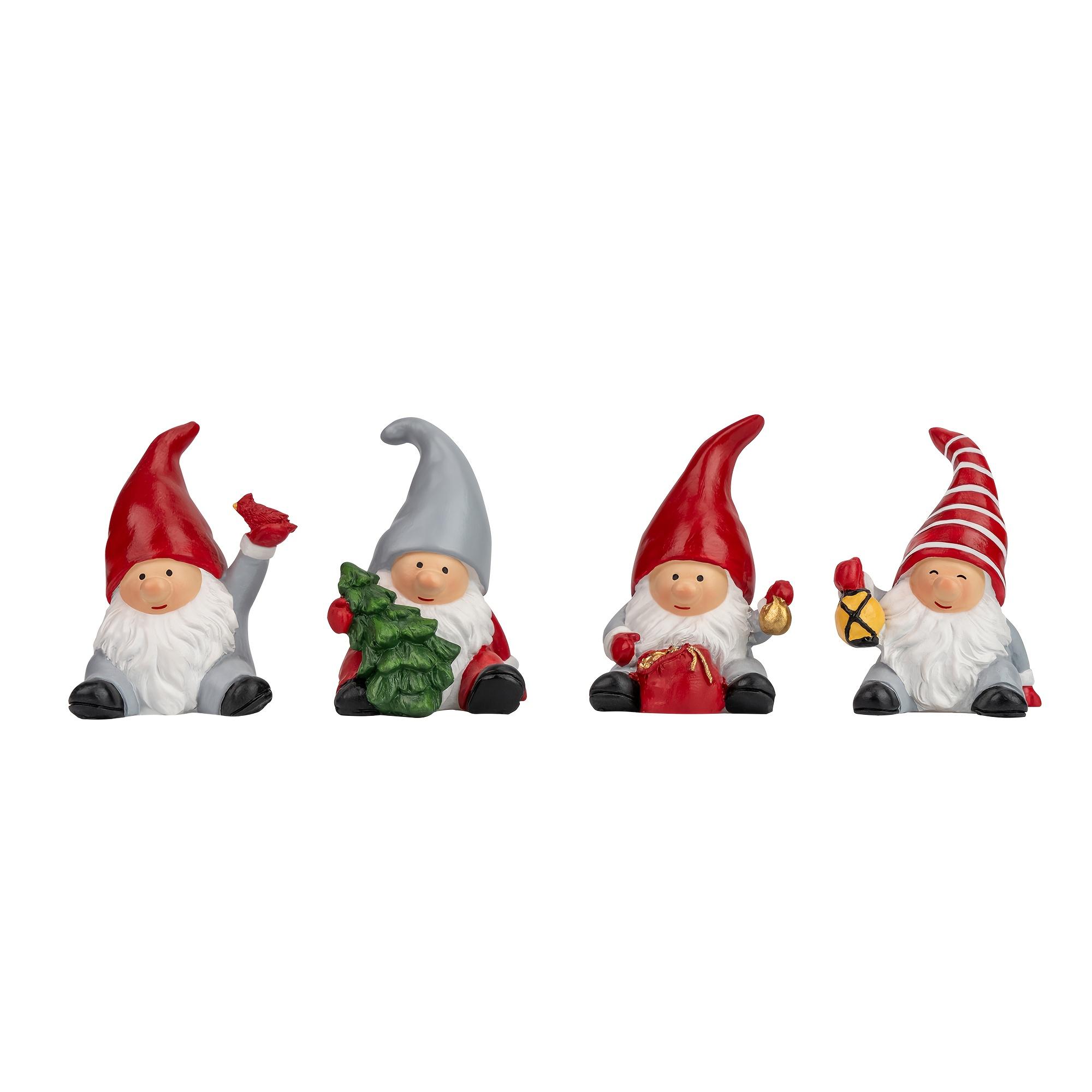 

4PCS/set Christmas Ornament Mini Resin Old Man Snow House Saint Christmas Tree Small Pendant Holiday Party Birthday Best Gifts 3.5x5.9cm