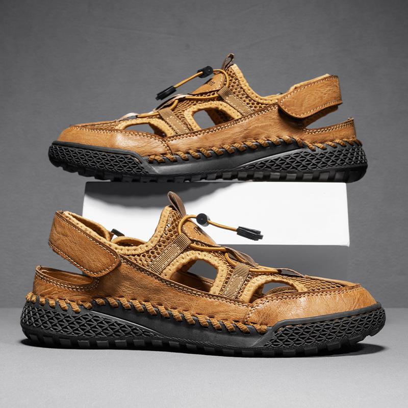 Fashion Hot Summer Men's Sandals Size 46 Outdoor Mesh Sandals Soft Clogs Men Slides Handmade Dropship Sandals Roman Outdoor Slippers