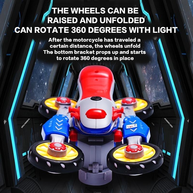 Stunt rotating motorcycle model, universal electric toy 360° rotation, pleasant music, safe ABS material excluding batteries and, Christmas,