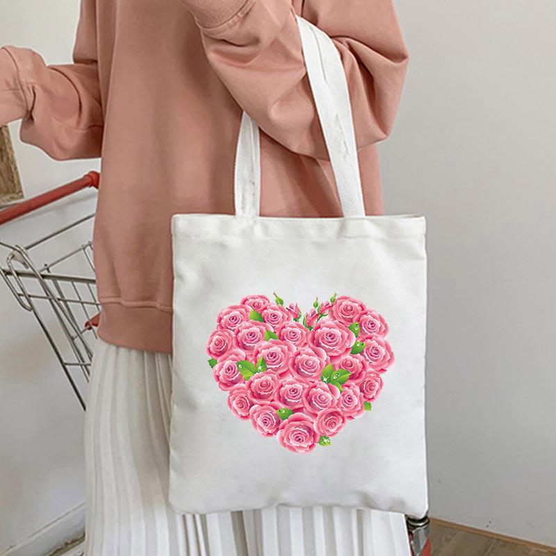 

Женская сумка-шоппер Kawaii из парусины с мультяшным принтом, простые продуктовые сумки, сумки-тоут, рюкзак для книг, школьные сумки 24*26cm