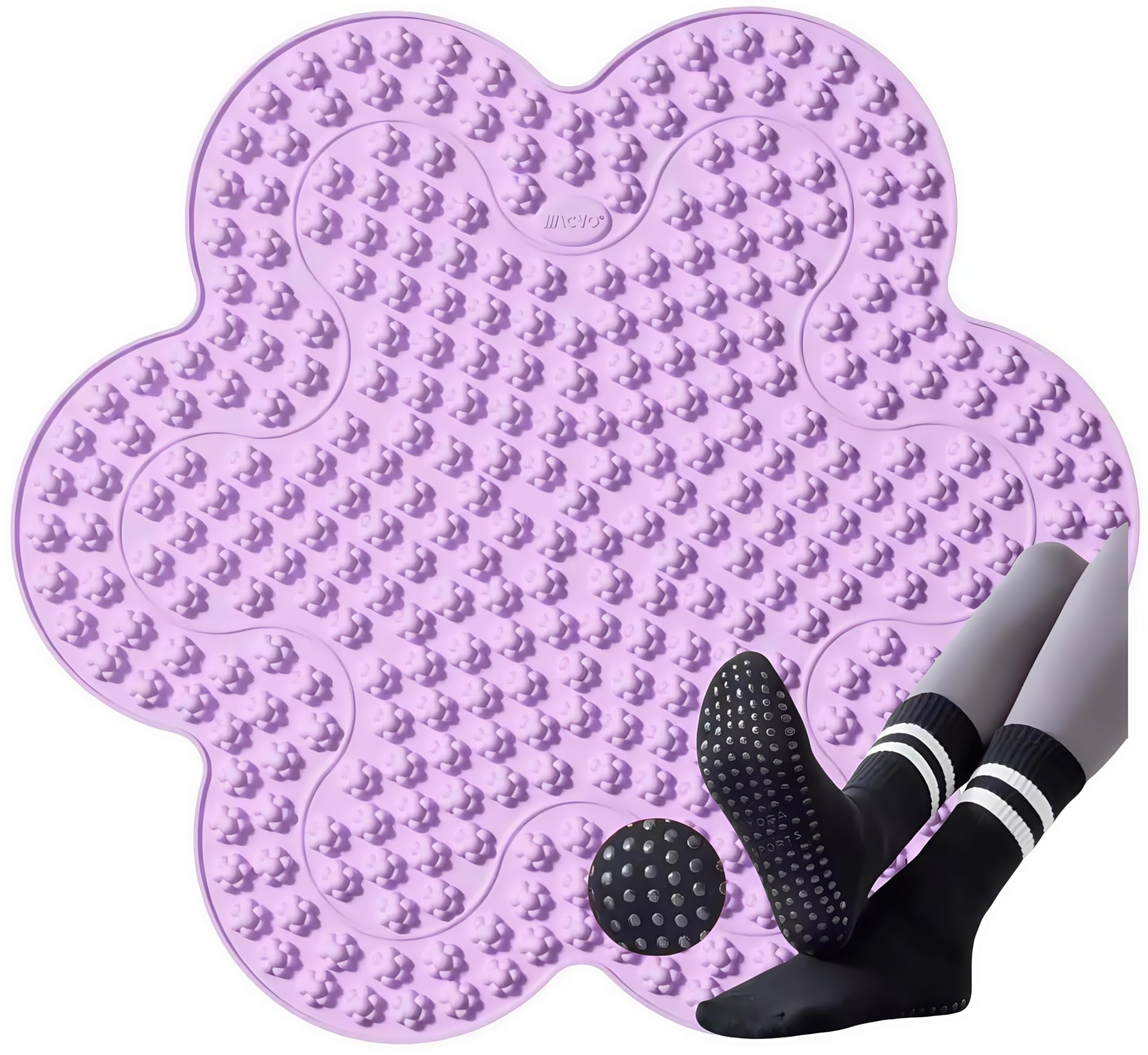 

Silicone Foot Reflexology Acupressure Foot Massager Mat with Floral for Home Includes Yoga Socks Soft, Double-Sided Mat, Board, Design, Use, Magnetic, фиолетовый