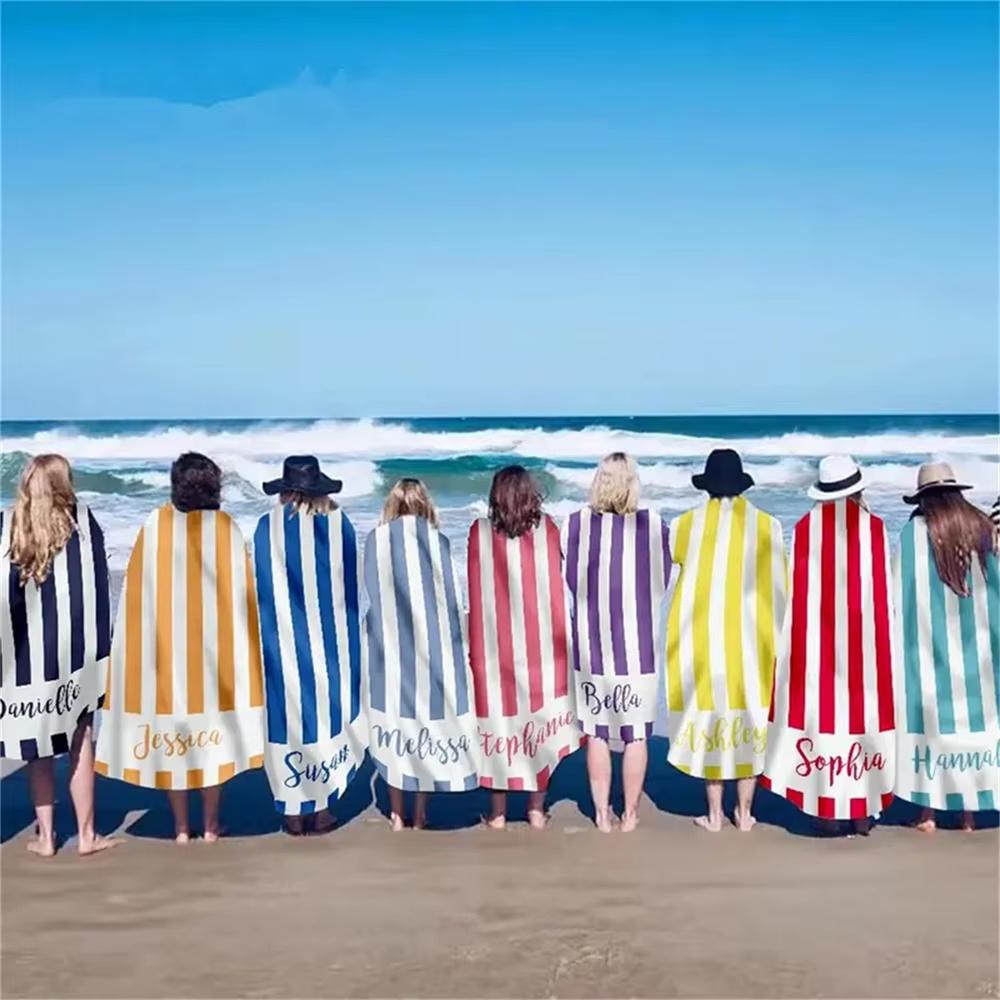 Personalized Striped Beach Towels Custom Name/logo Beach Towel Printed Microfiber Beach Towel Water Absorbent Bath Towel