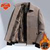 Dad's Velvet Thickened Winter Jacket for Middle-Aged & Elderly Men - Chenille Lapel Woolen Coat