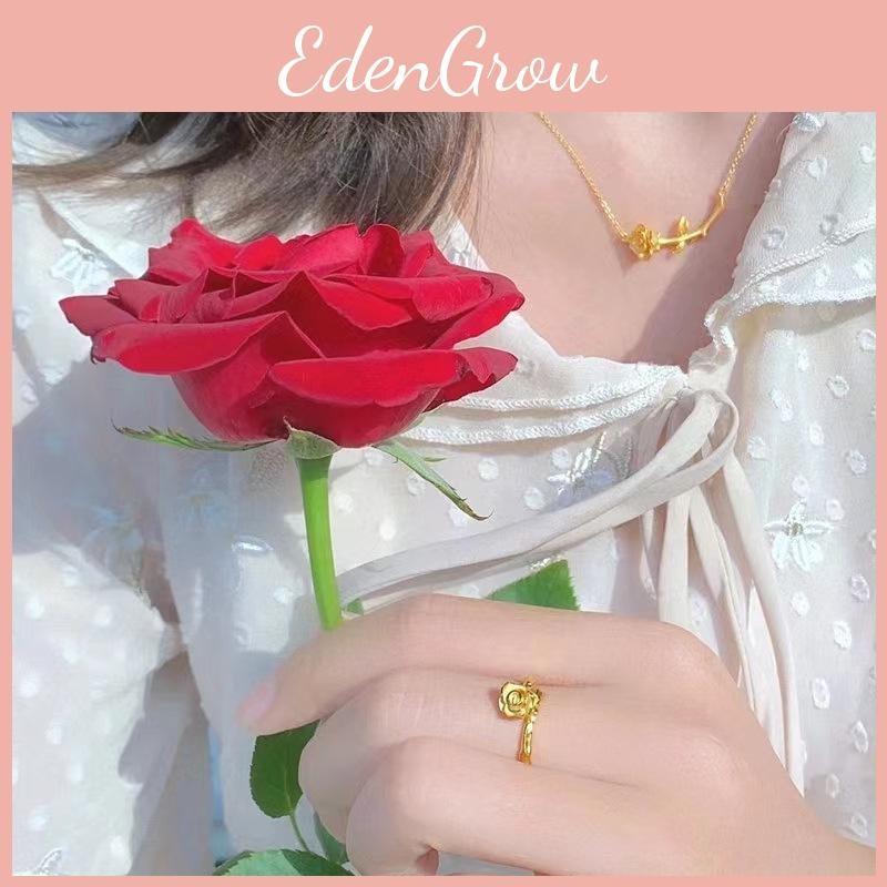 Sand Elegant Vietnamese Gold Rose Flower Ring Adjustable Copper Plated Jewelry For Women